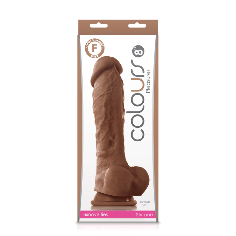 Colours Pleasures 8" Dildo Brown | 657447101601 | Discreet Personal Wellness