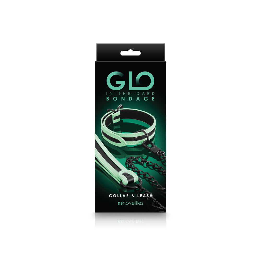 Glo Bondage Collar And Leash Green | 657447104015 | Discreet Personal Wellness
