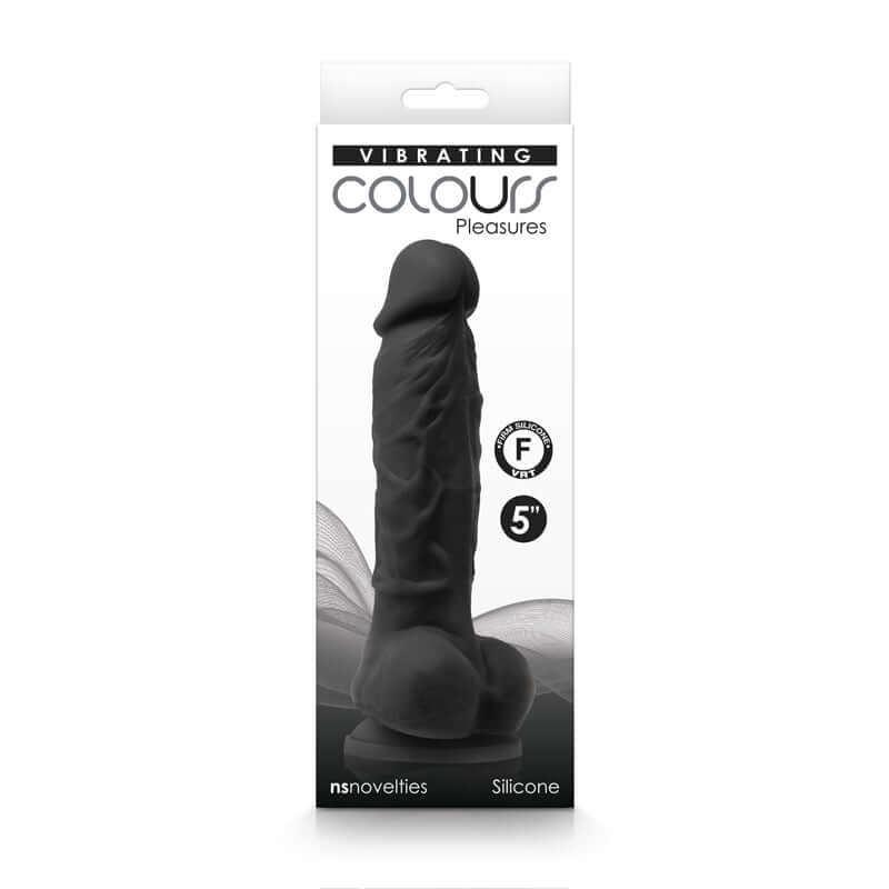Colours Pleasures Vibrating 5" Dildo Black | 657447104237 | Discreet Personal Wellness