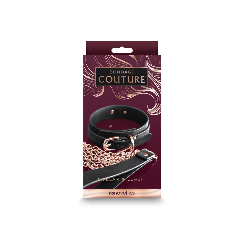 Bondage Couture Collar And Leash Black | 657447104558 | Discreet Personal Wellness