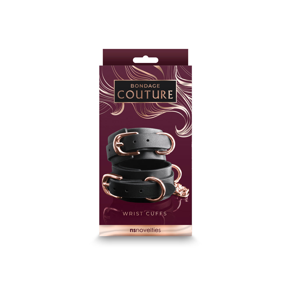 Bondage Couture Wrist Cuffs Black | 657447104565 | Discreet Personal Wellness