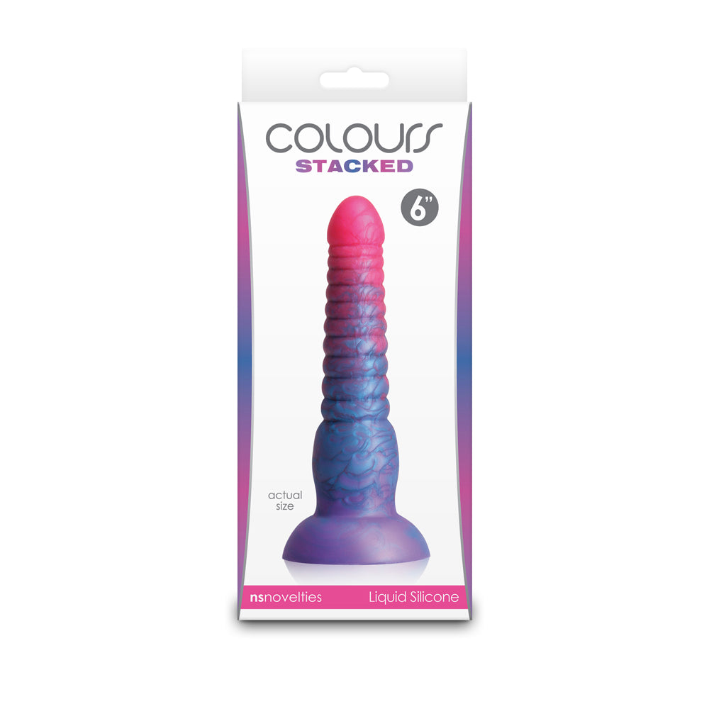 Colours Stacked 6" Dildo Pink/Blue | 657447110610 | Discreet Personal Wellness