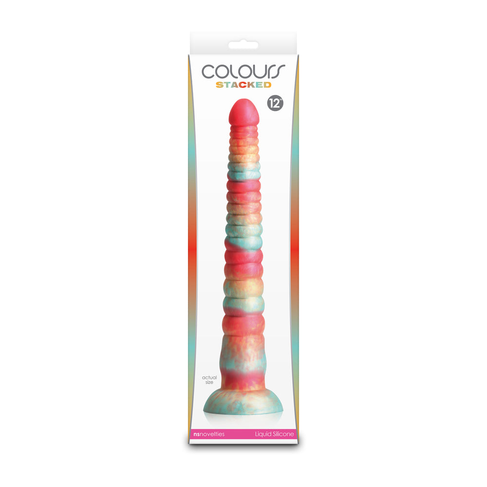 Colours Stacked 12" Dildo Red/Gold | 657447110658 | Discreet Personal Wellness