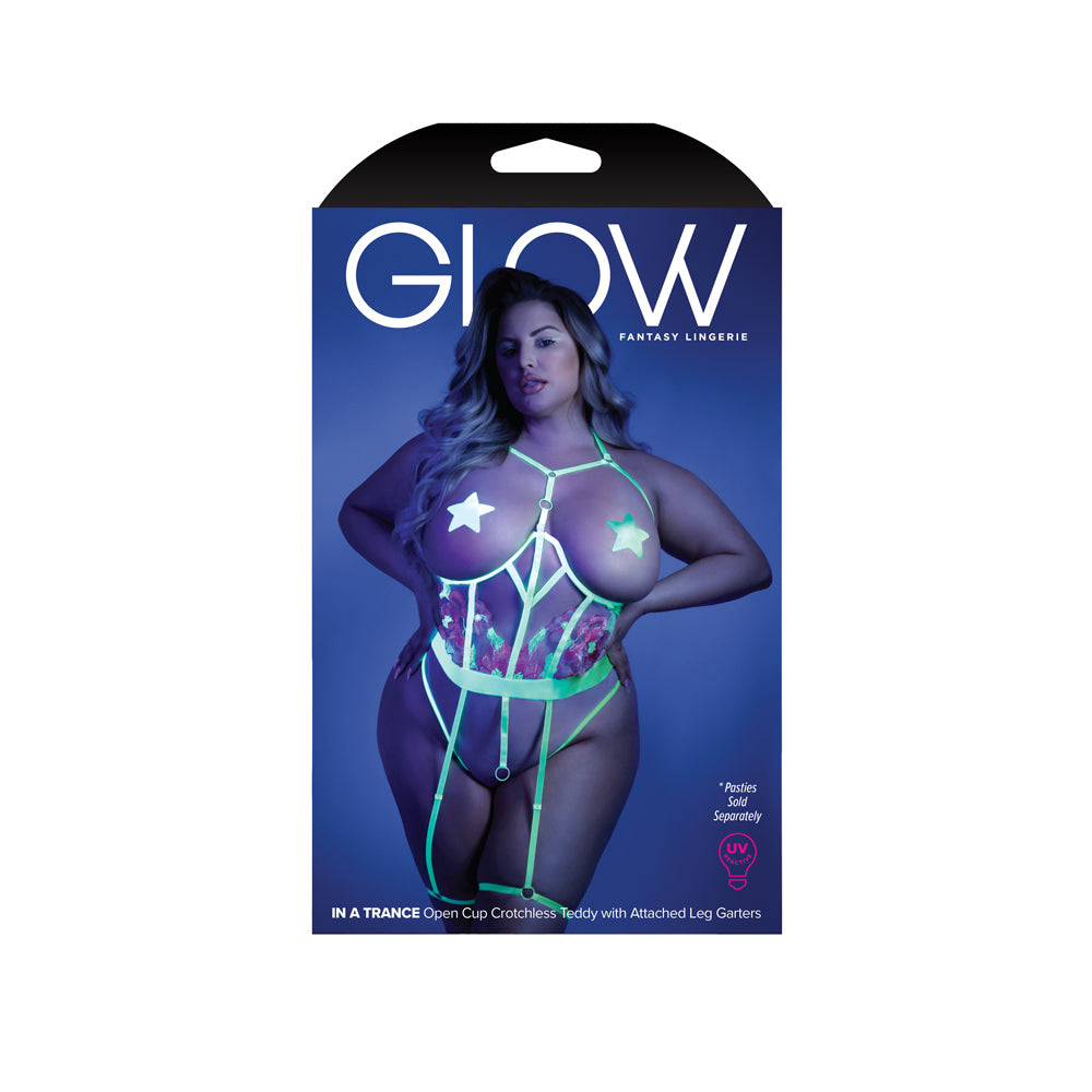 In A Trance Crotchless Teddy With Leg Garters Queen Size | 657447305146 | Discreet Personal Wellness