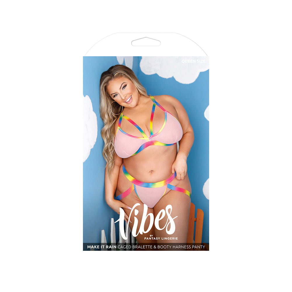 Make It Rain Caged Bralette & Booty Harness Panty Queen Size | 657447306112 | Discreet Personal Wellness