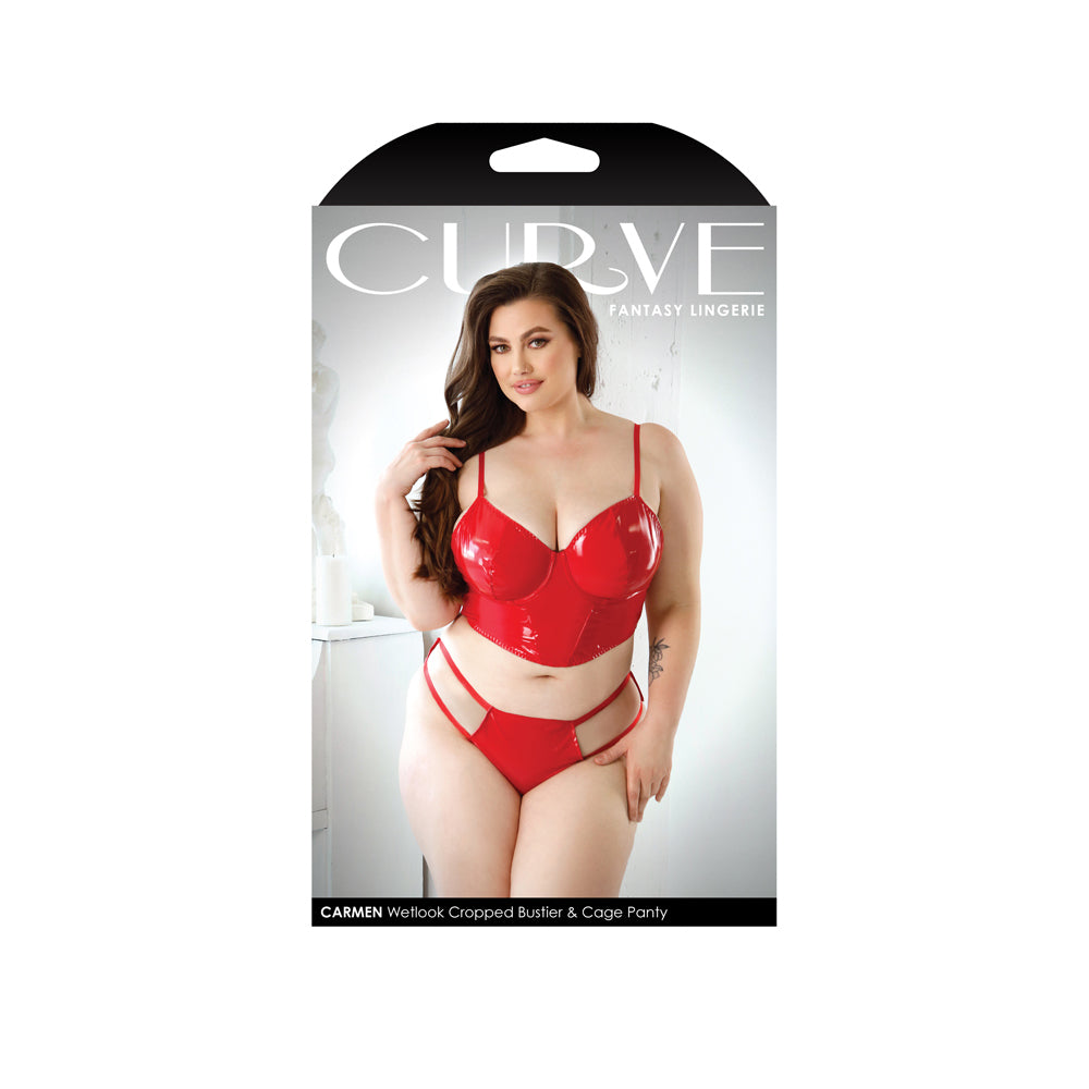 Carmen Wetlook Cropped Bustier & Panty 3X/4X | 657447306761 | Discreet Personal Wellness