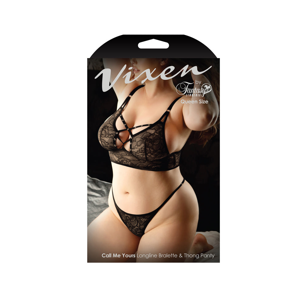 Call Me Yours Longline Bralette & Thong Panty Queen Size | 657447308918 | Discreet Personal Wellness