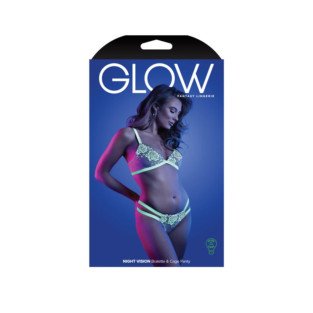 Night Vision Bralette & Cage Panty L/Xl | 657447311581 | Discreet Personal Wellness