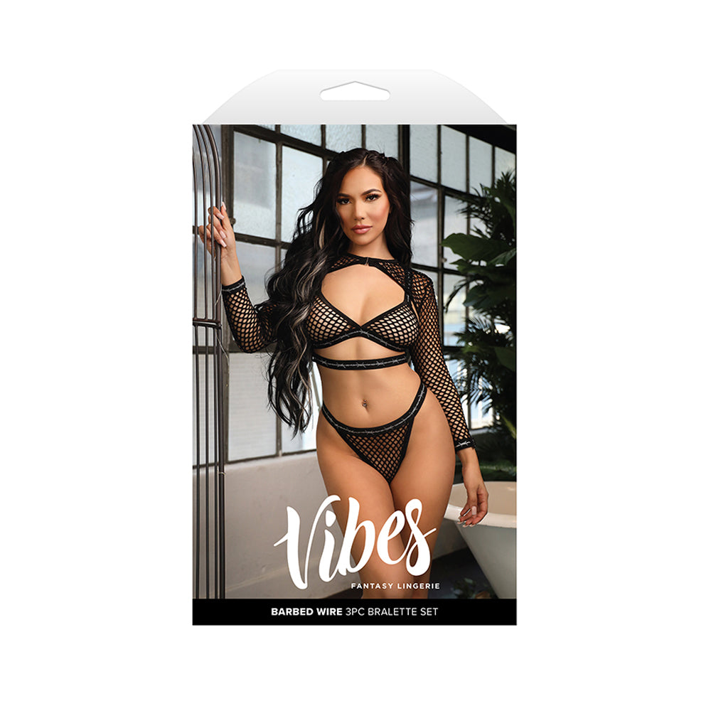 Barbed Wire 3Pc Bralette Set L/Xl | 657447316111 | Discreet Personal Wellness