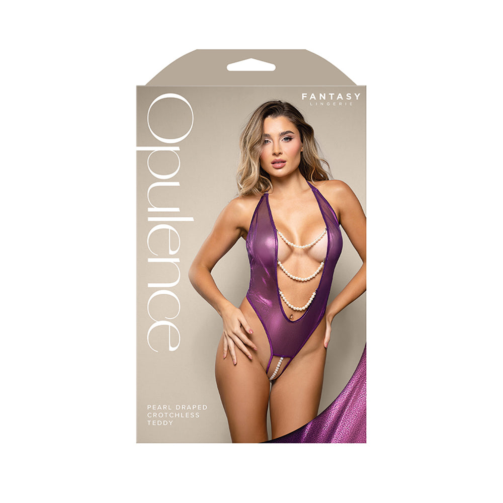 Pearl Draped Crotchless Teddy L/Xl | 657447322242 | Discreet Personal Wellness