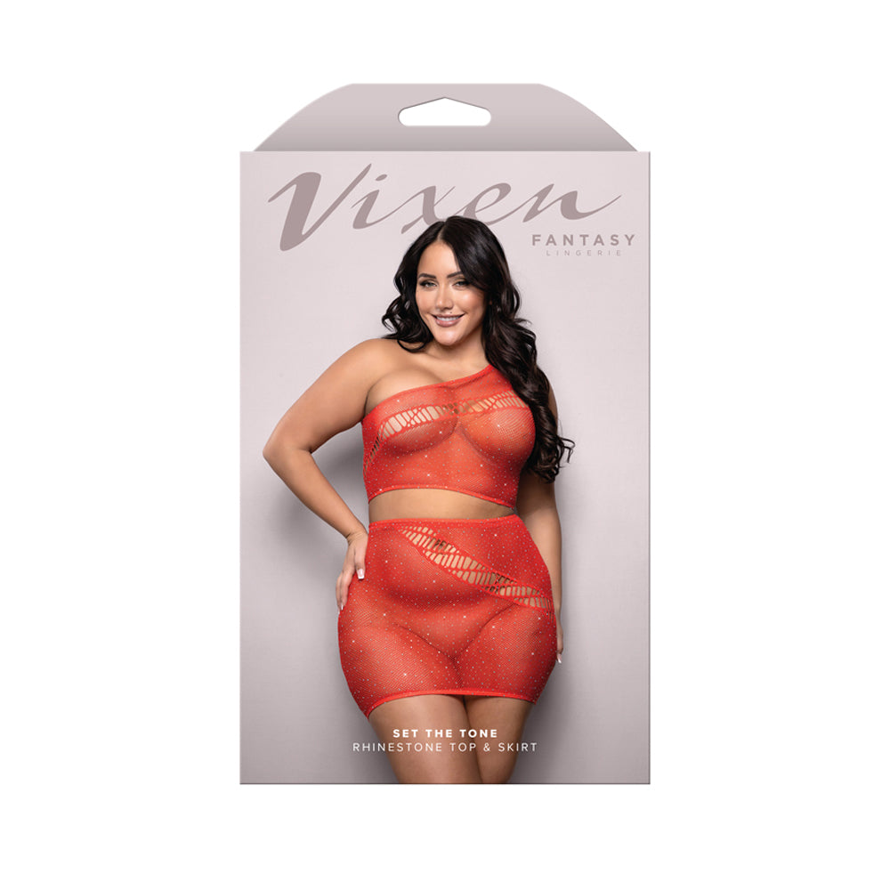 Set The Tone Rhinestone Top & Skirt Queen Size | 657447322990 | Discreet Personal Wellness