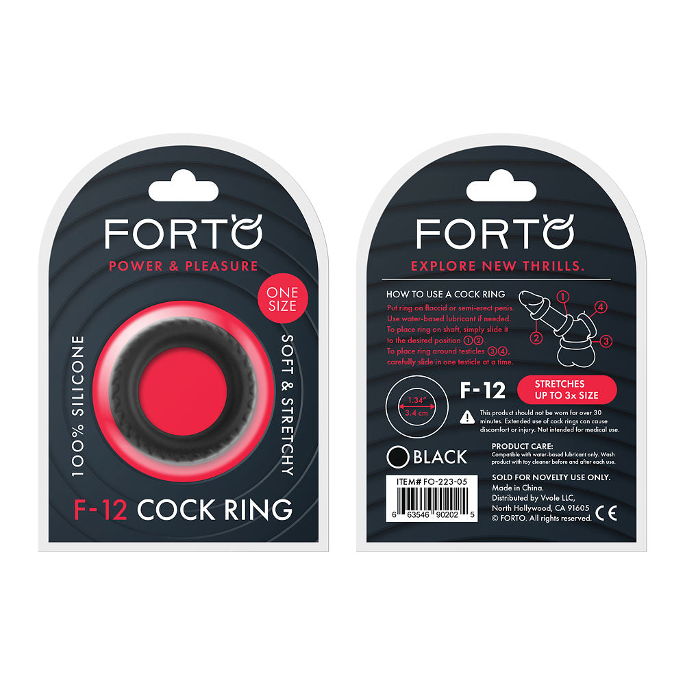 F-12: 35Mm 100% Liquid Silicone C-Ring O/S Black | 663546902025 | Discreet Personal Wellness