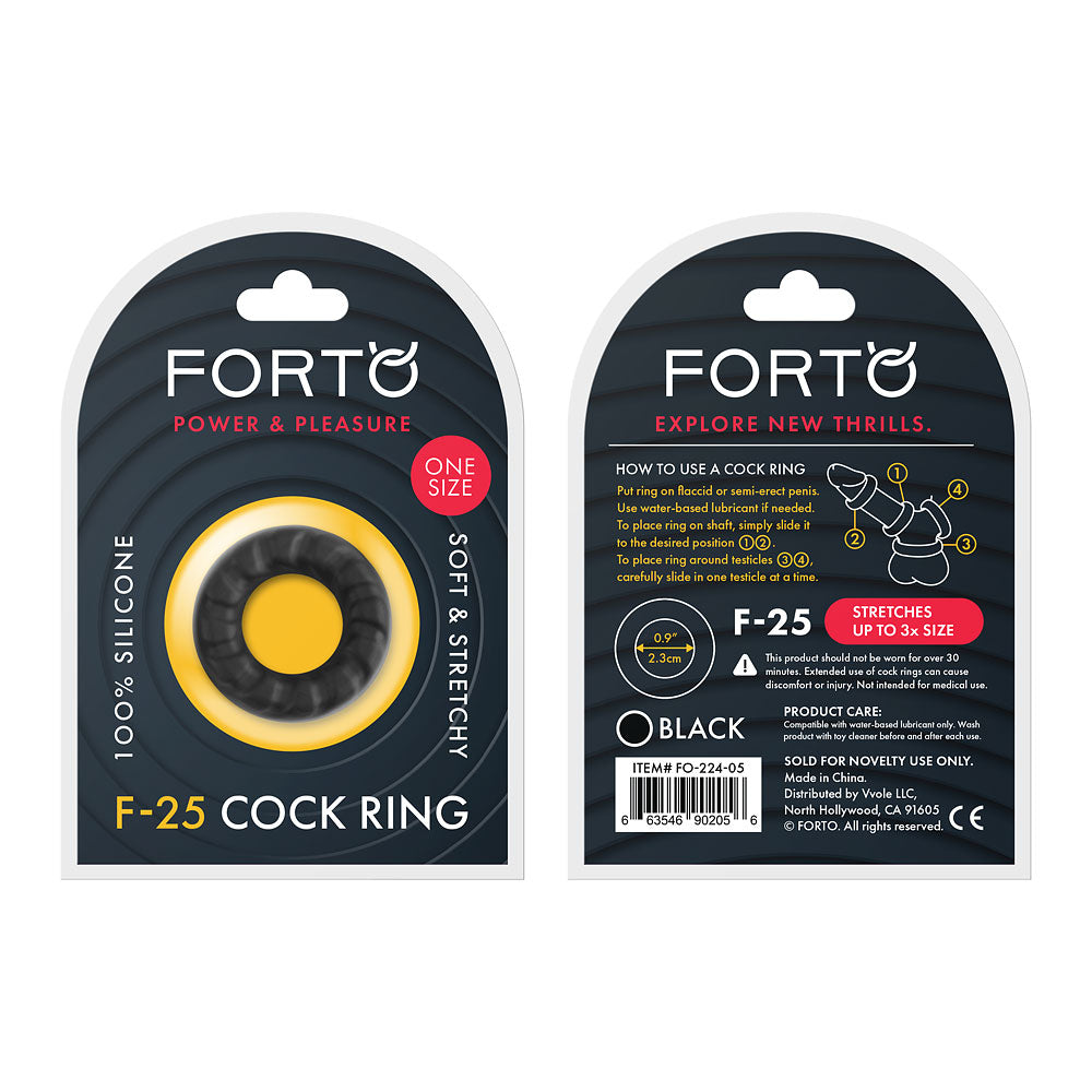 F-25: 23Mm 100% Liquid Silicone C-Ring O/S Black | 663546902056 | Discreet Personal Wellness