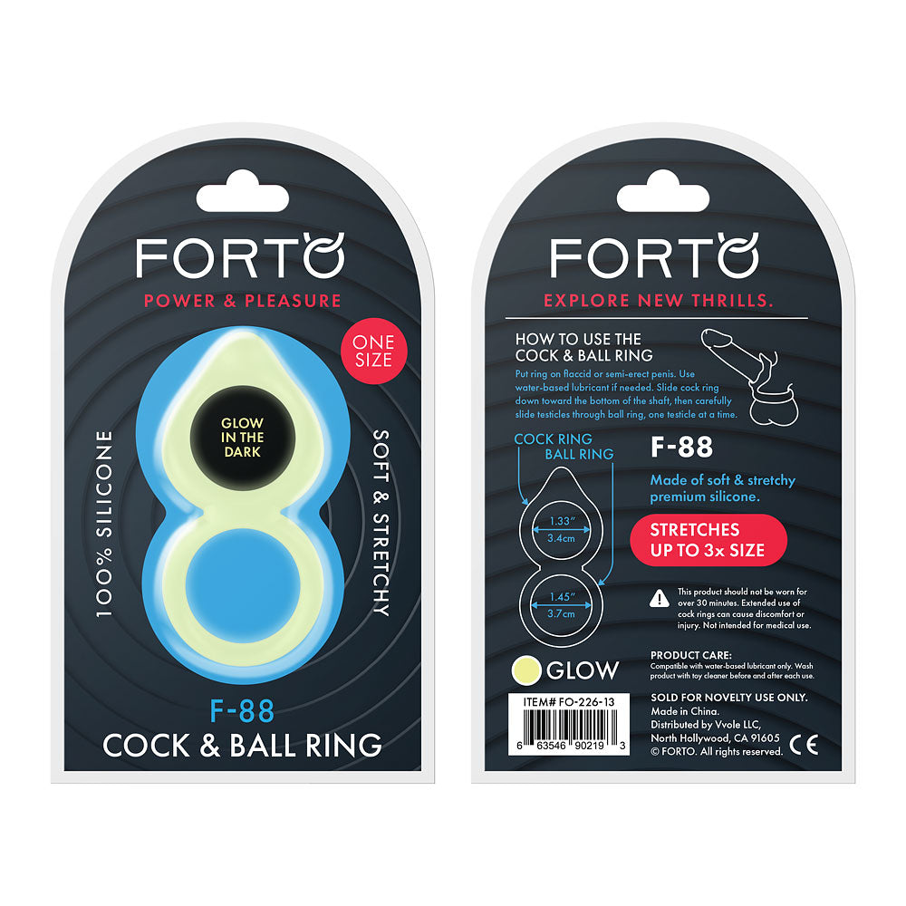 F-88: Double Ring 100% Liquid Silicone O/S Glow | 663546902193 | Discreet Personal Wellness