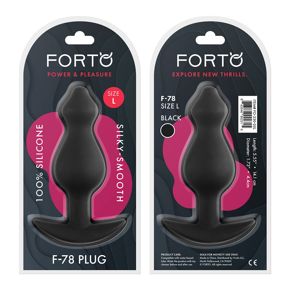 F-78: Pointee 100% Silicone Plug Large Black | 663546902315 | Discreet Personal Wellness