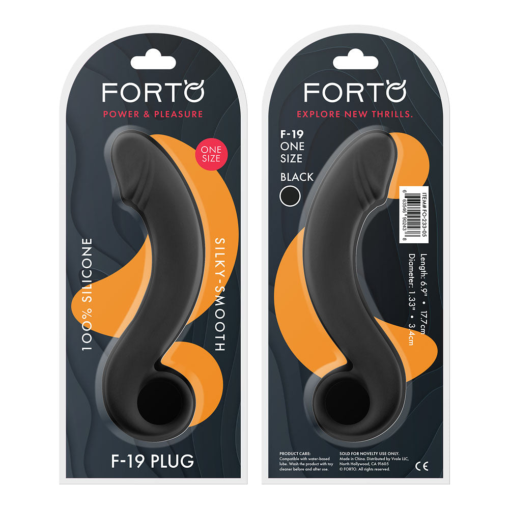 F-19: 100% Silicone Plug O/S Black | 663546902438 | Discreet Personal Wellness