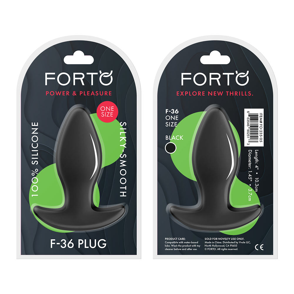 F-36: Silicone T Plug O/S Black | 663546902513 | Discreet Personal Wellness