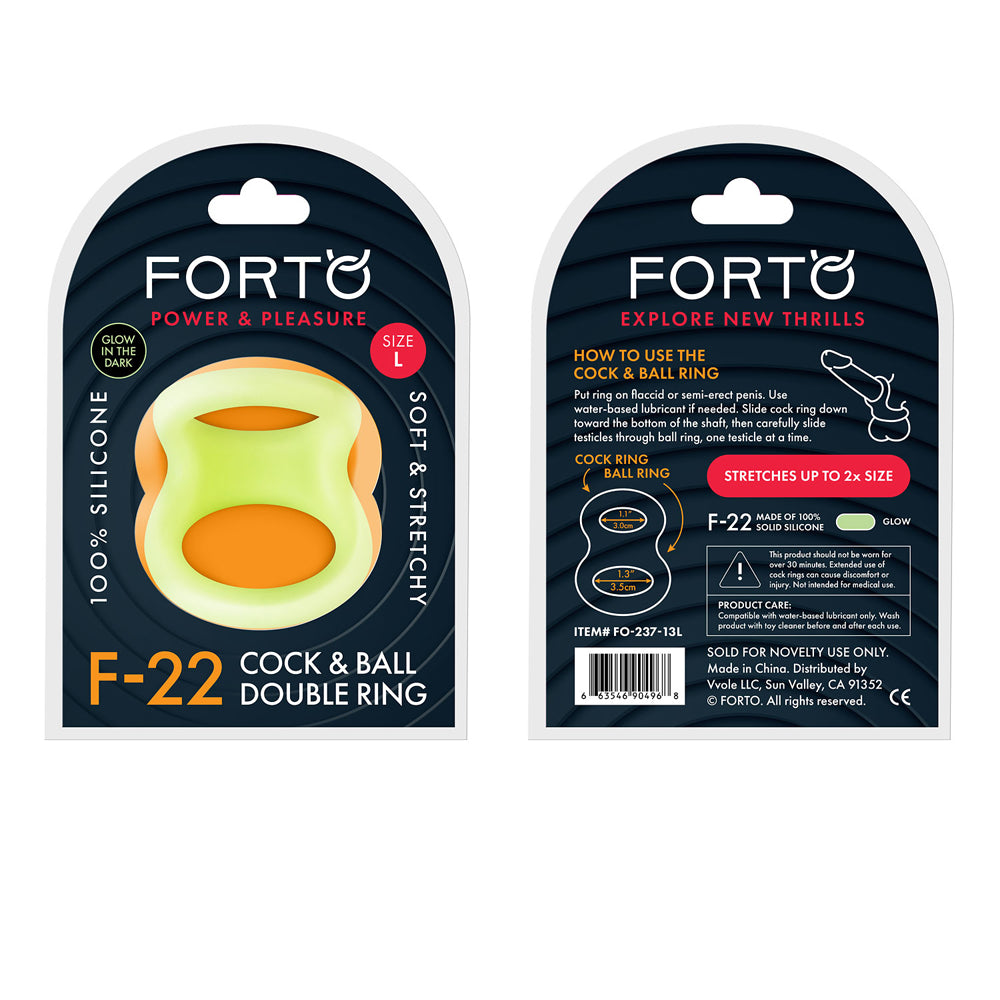 F-22: D Ring Liquid Silicone 57.5/60Mm Glow | 663546904968 | Discreet Personal Wellness