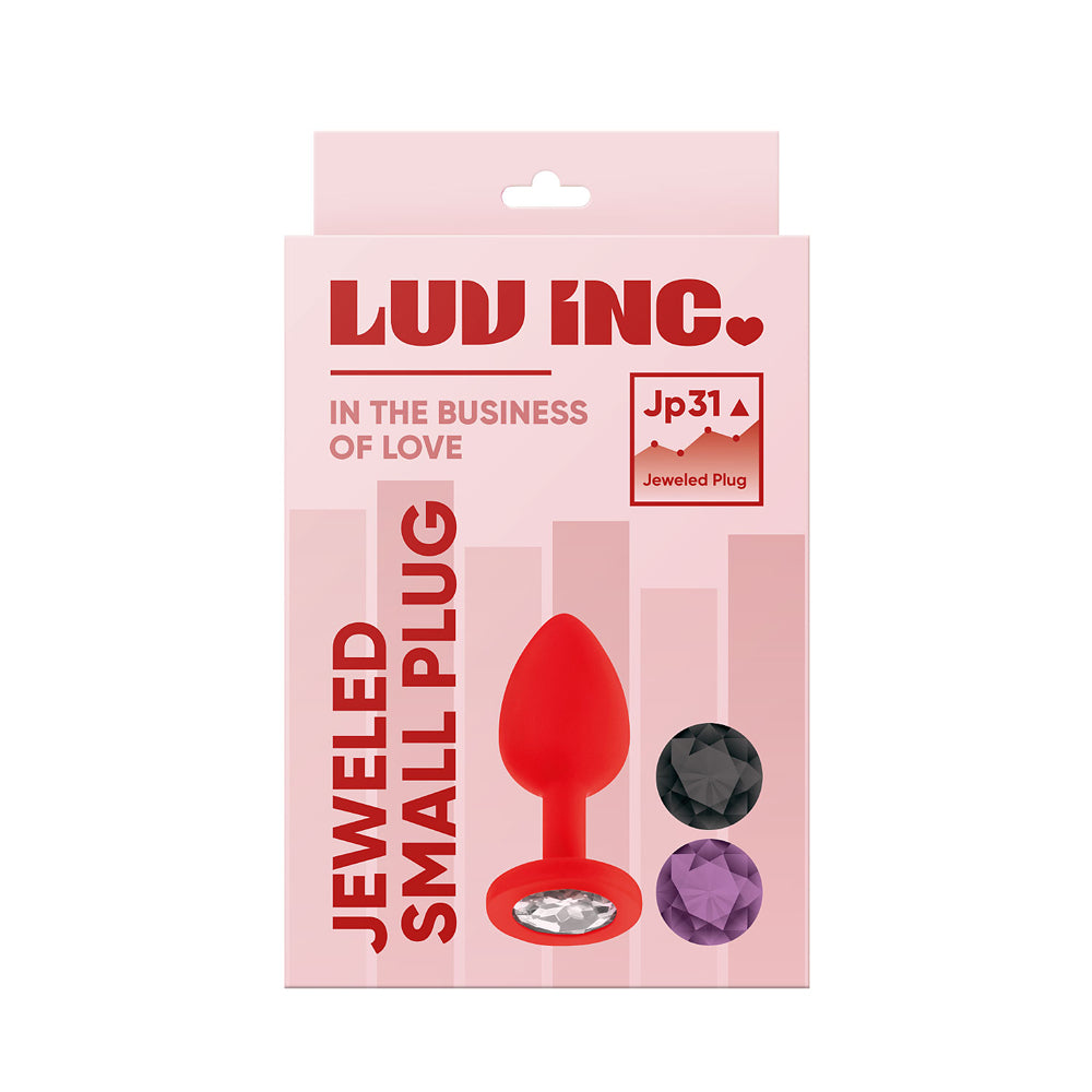 Jp31: Jeweled Small Plug W/ 3 Stones Red | 663546905040 | Discreet Personal Wellness