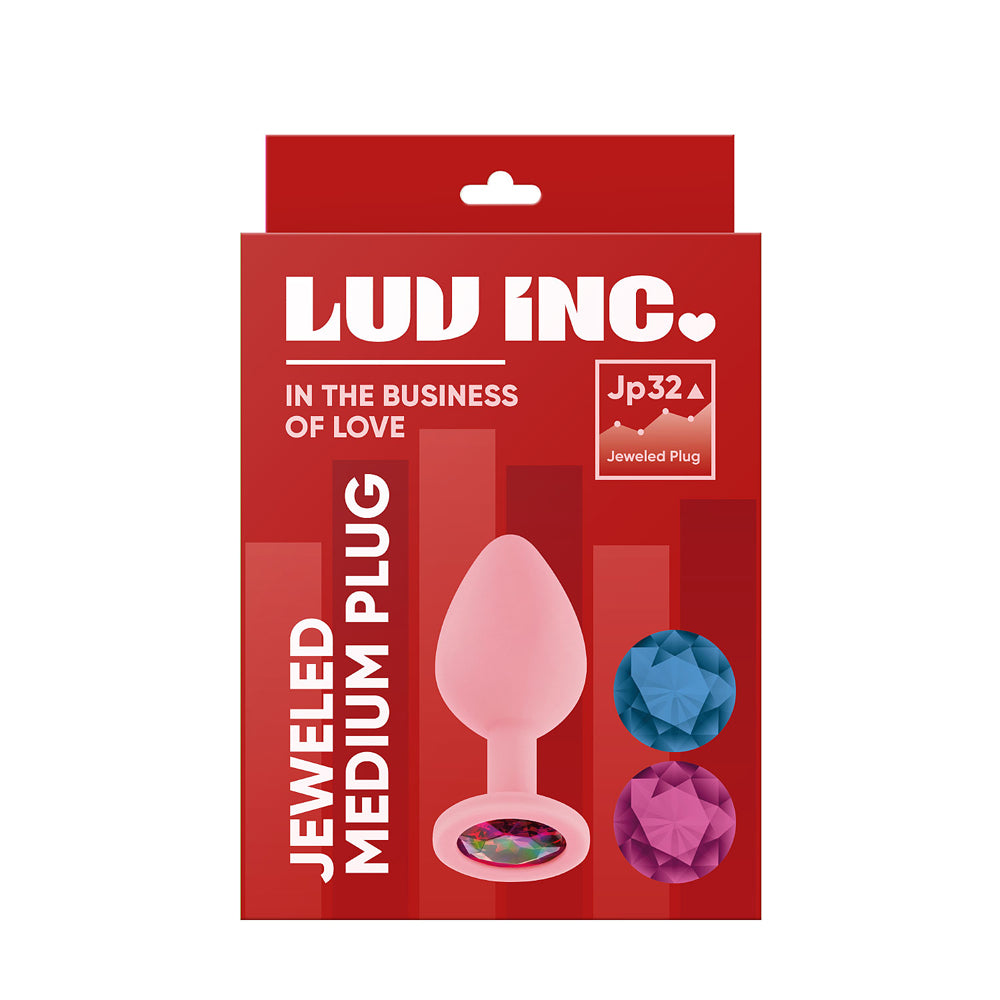 Jp32: Jeweled Medium Plug W/ 3 Stones Light Pink | 663546905057 | Discreet Personal Wellness