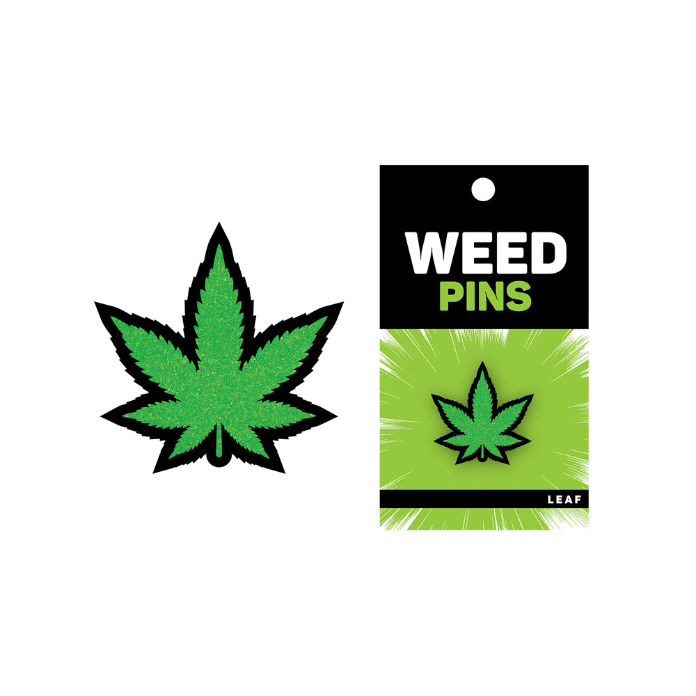 Green Glitter Leaf Pin | 665752708521 | Discreet Personal Wellness