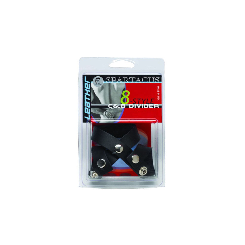 Leather Figure-8 C&B Divider - Black | 669729050378 | Discreet Personal Wellness