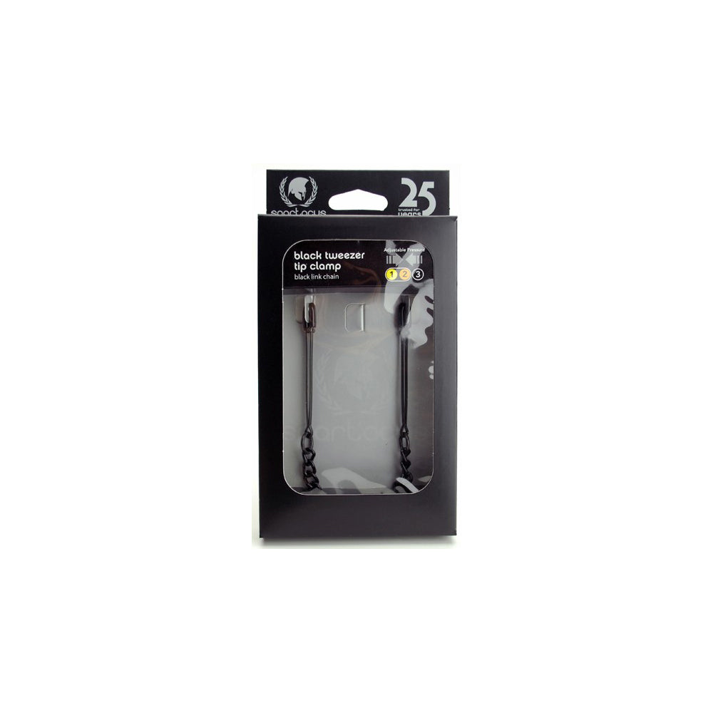 Black Tweezer Clamp W/ Link Chain | 669729200544 | Discreet Personal Wellness