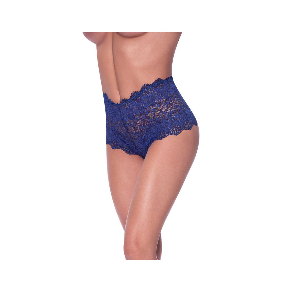 Split Crotch Lace Boy Short Blueberry S/M | 671241120057 | Discreet Personal Wellness