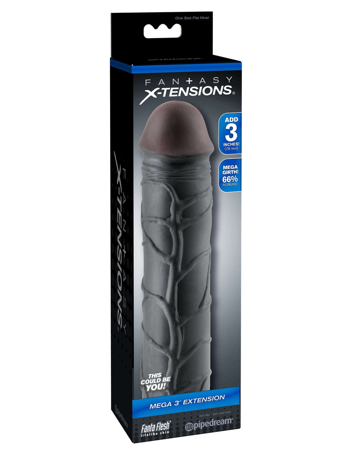 Fantasy X-Tension Mega 3-Inch Extension - Black | 603912345735 | Discreet Personal Wellness
