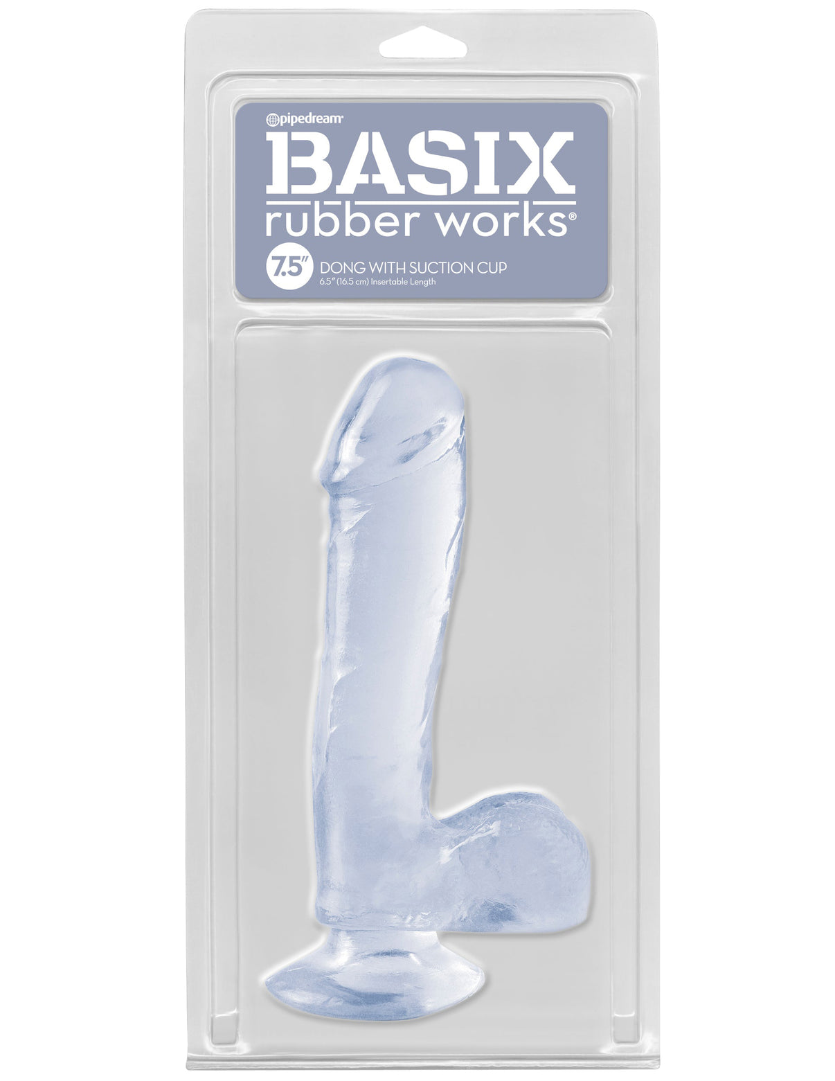 Basix Rubber Works - 7.5 Inch Penis With Suction Cup - Clear | 603912270587 | Discreet Personal Wellness