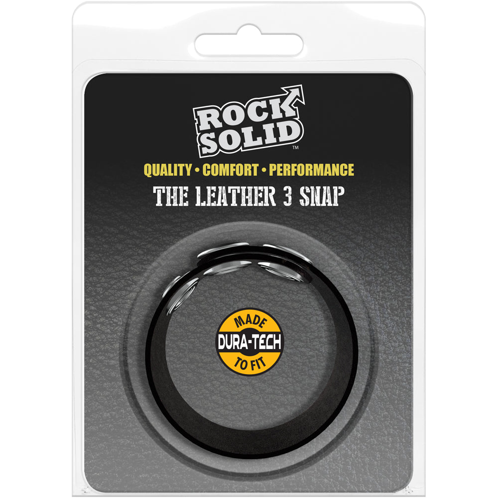 Rock Solid Leather 3 Snap Black | 6768903845305 | Discreet Personal Wellness