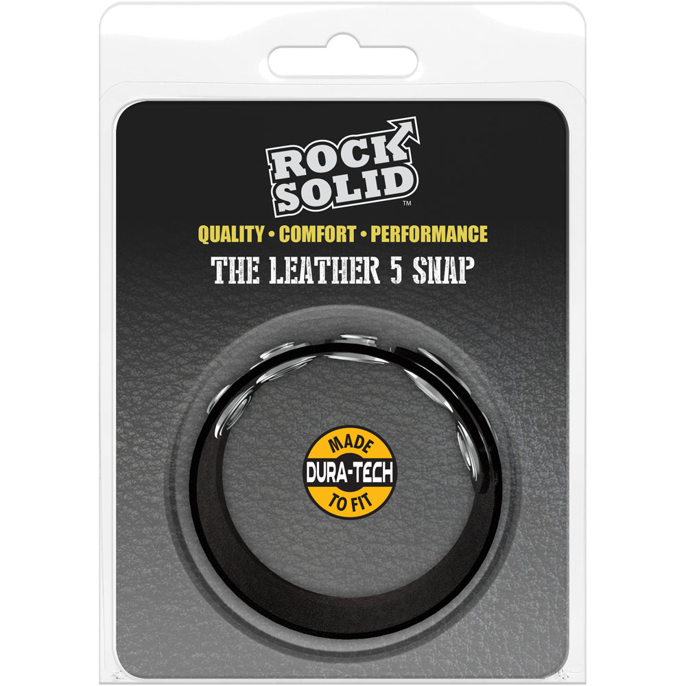 Rock Solid Leather 5 Snap Black | 6768903845503 | Discreet Personal Wellness