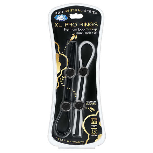 Cloud 9 Pro Sensual Xl Pro Rings Black & Clear 2 Pack | 685239852240 | Discreet Personal Wellness