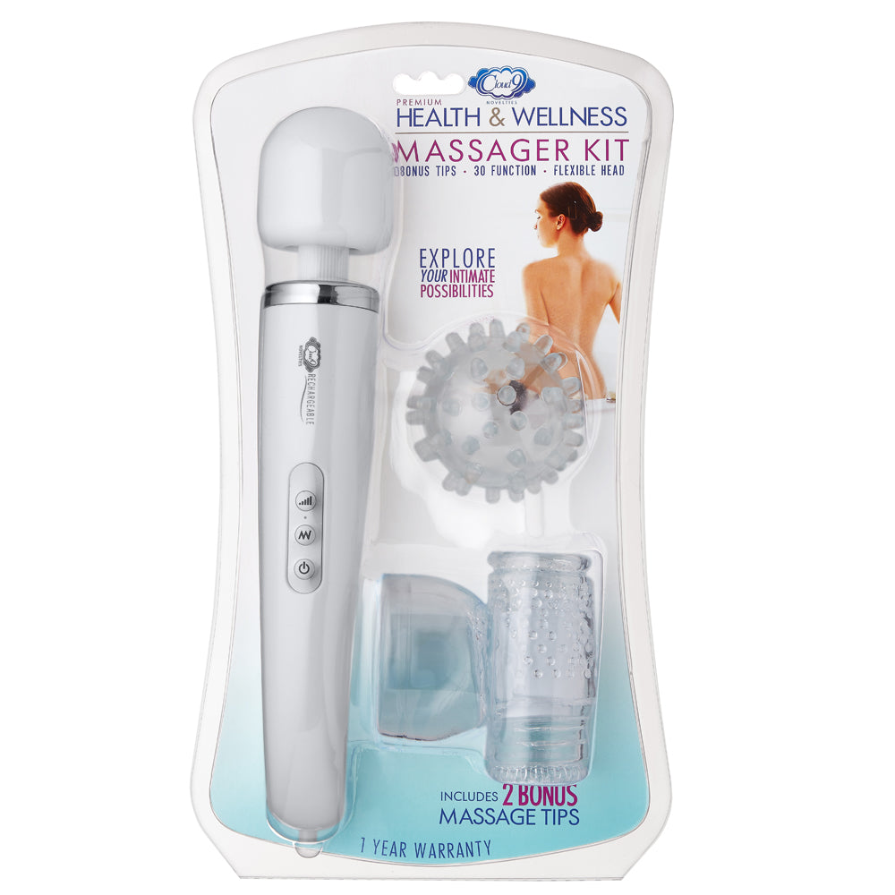 Cloud 9 Health & Wellness Wand Kit 30 Function White | 685239852967 | Discreet Personal Wellness