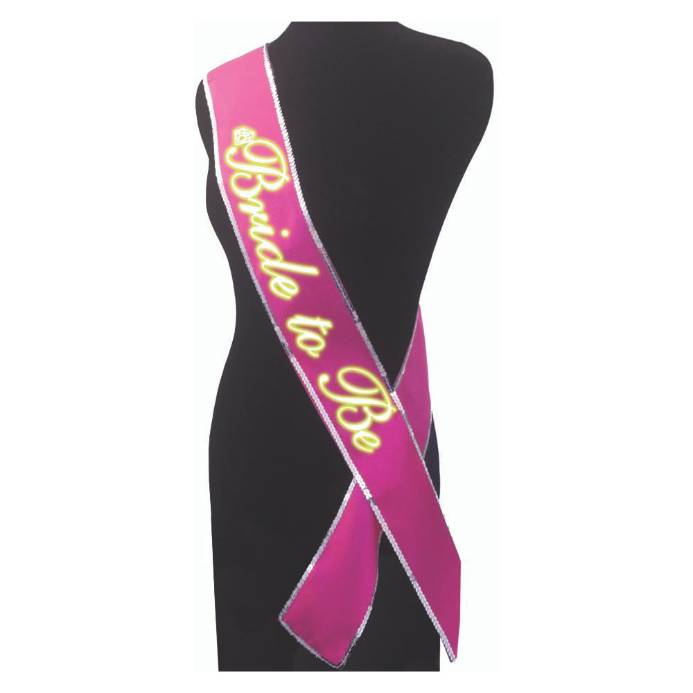 Bride To Be Glow In The Dark Sash Hot Pink | 685634101080 | Discreet Personal Wellness