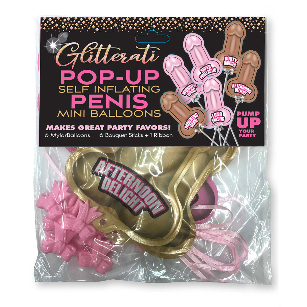 Glitterati Penis Pop up Balloons 6 Pack | 685634101776 | Discreet Personal Wellness