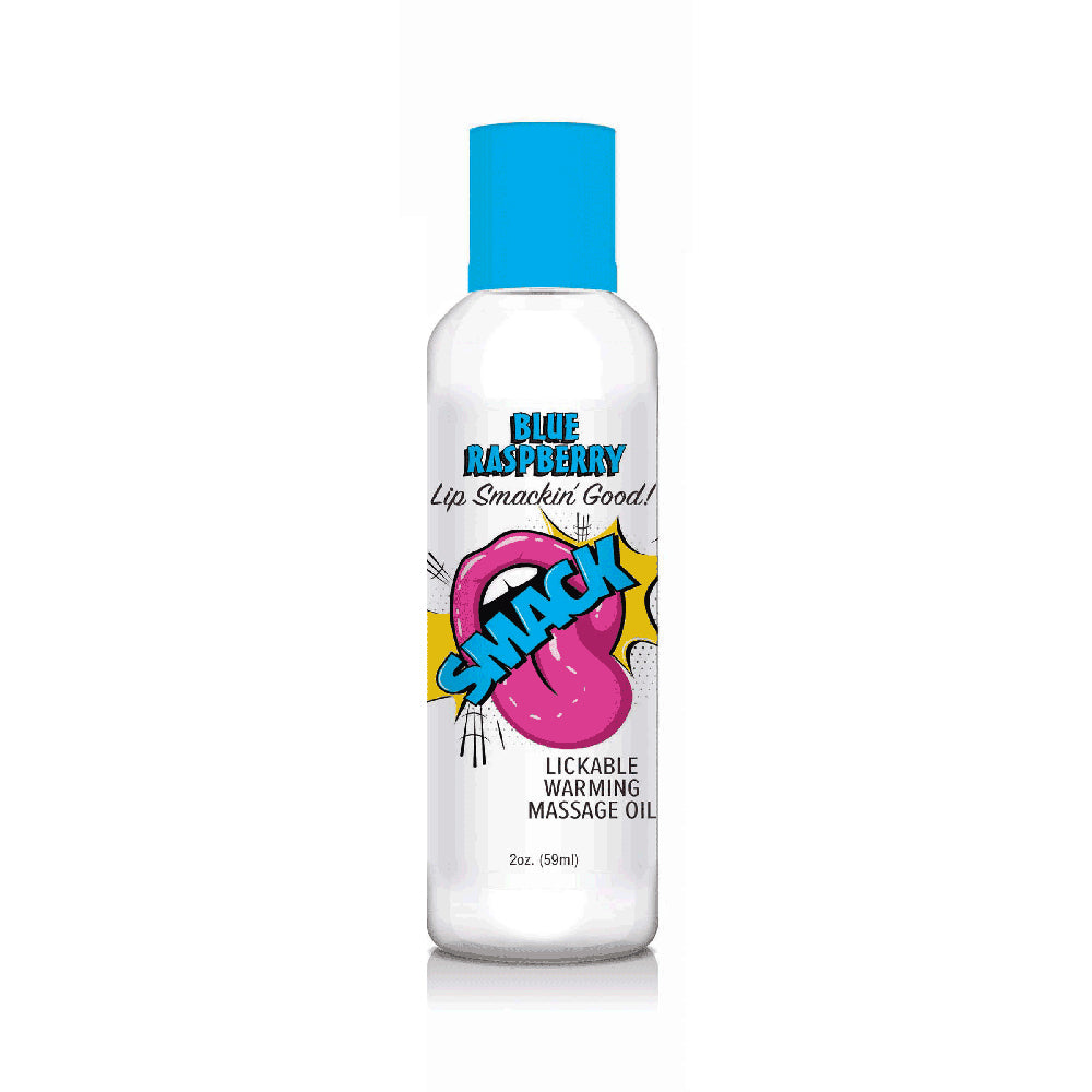 Smack Lickable Massage Oil Blue Raspberry 2 oz. | 685634111447 | Discreet Personal Wellness