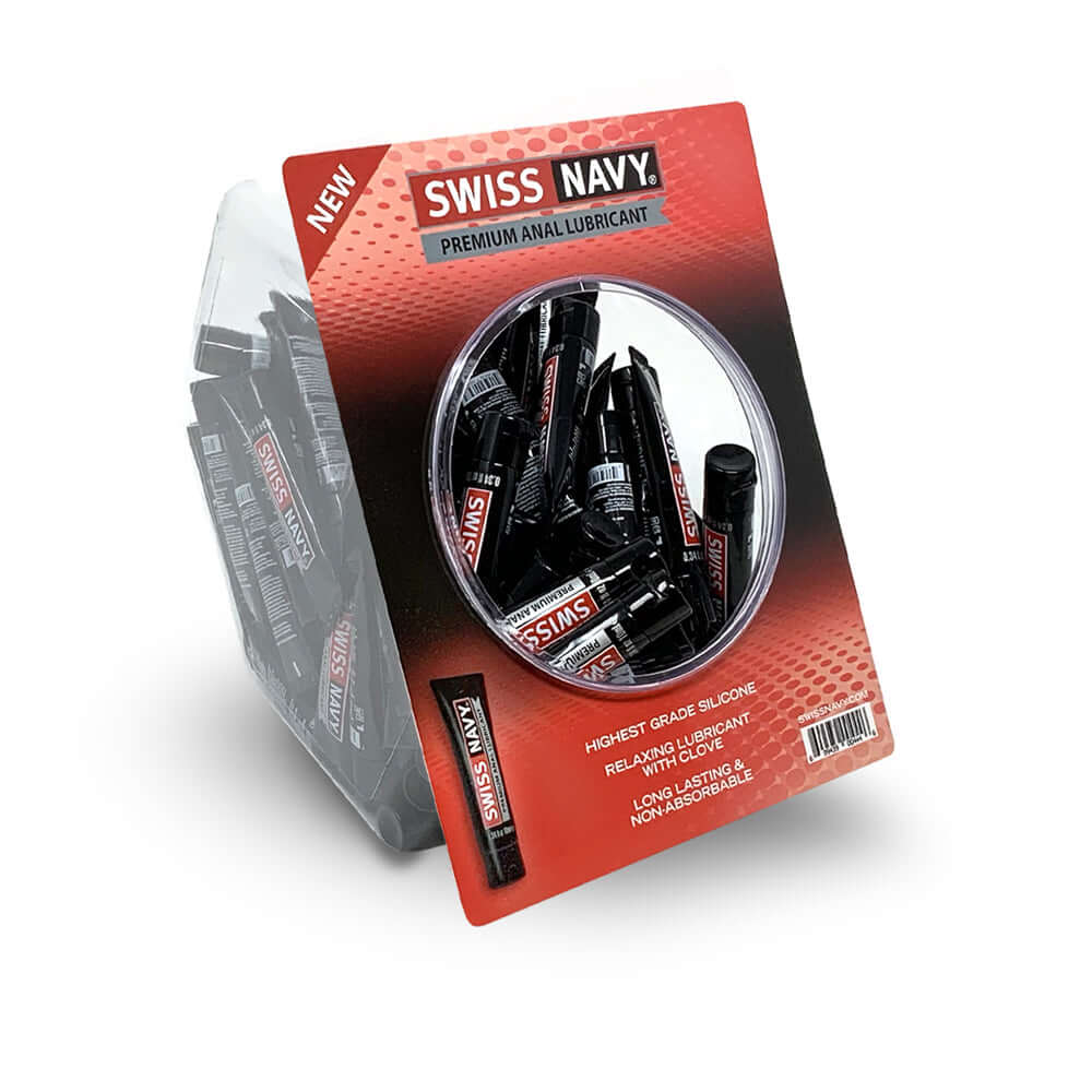 Swiss Navy Silicone Based Anal Lubricant 10 ml. 100Ct Fishbowl | 699439004446 | Discreet Personal Wellness