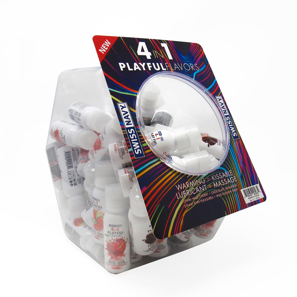 Swiss Navy 4 In 1 Assort Flavors 1 oz. 50Ct Fishbowl | 699439005634 | Discreet Personal Wellness