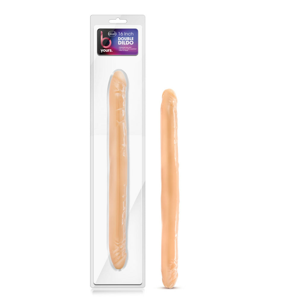 B Yours 16" Double Dildo Beige | 702730681701 | Discreet Personal Wellness