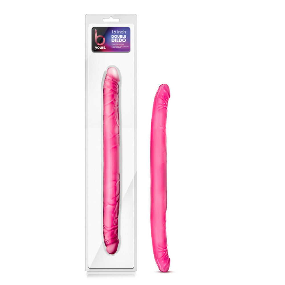 B Yours 16" Double Dildo Pink | 702730682395 | Discreet Personal Wellness