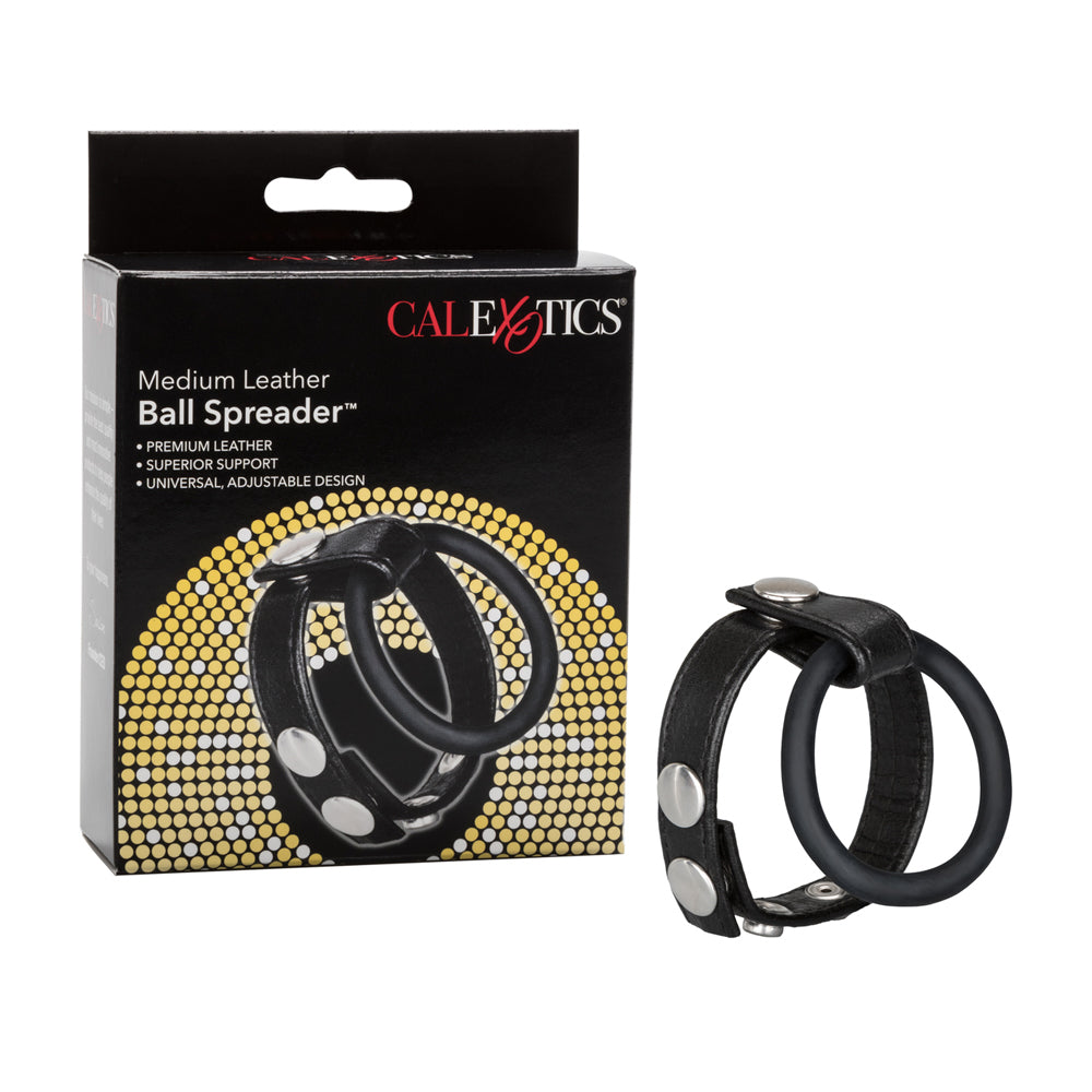 Medium Leather Ball Spreader Black | 716770008312 | Discreet Personal Wellness