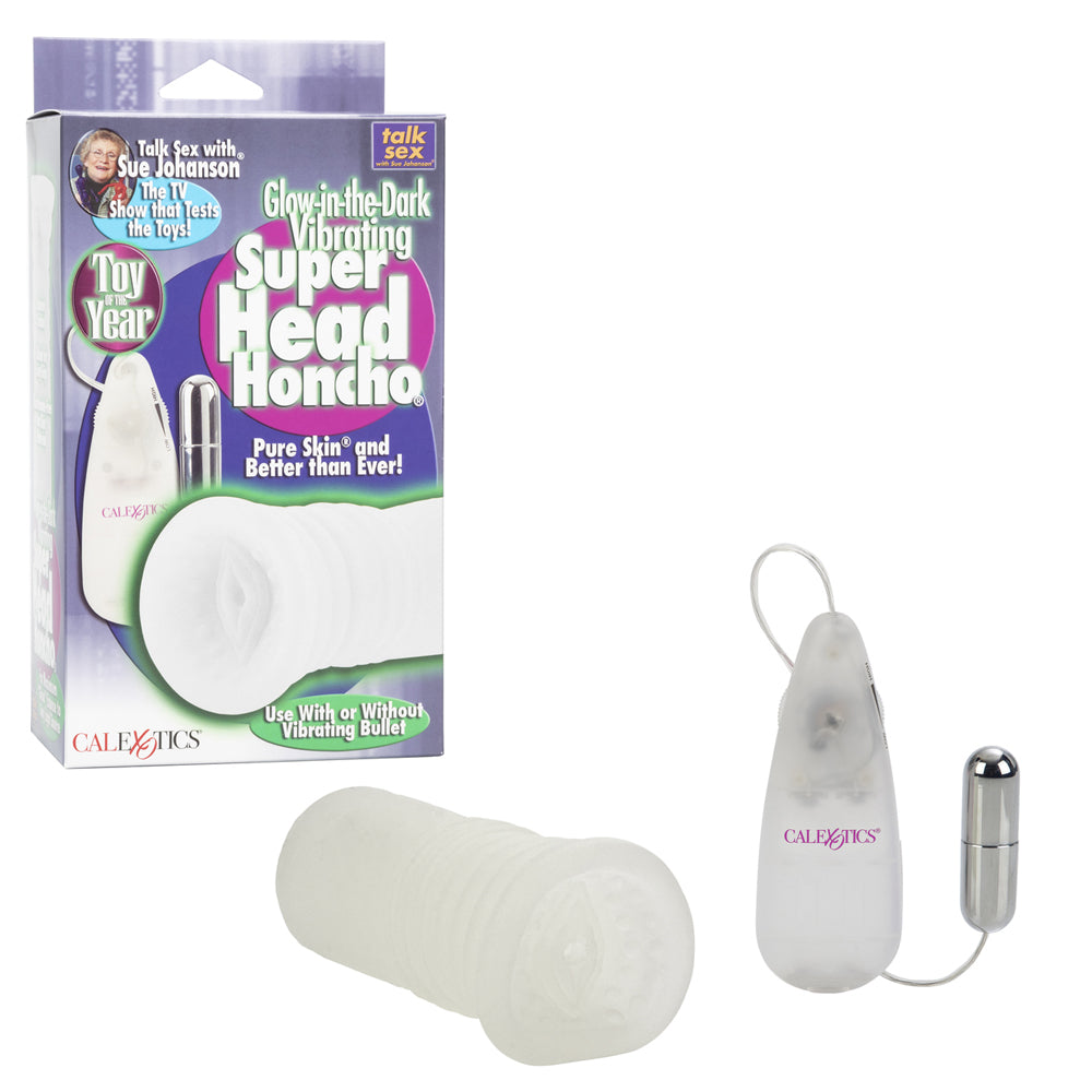 Sue Johanson Glow-In-The-Dark Vibrating Super Head Honcho White | 716770068248 | Discreet Personal Wellness