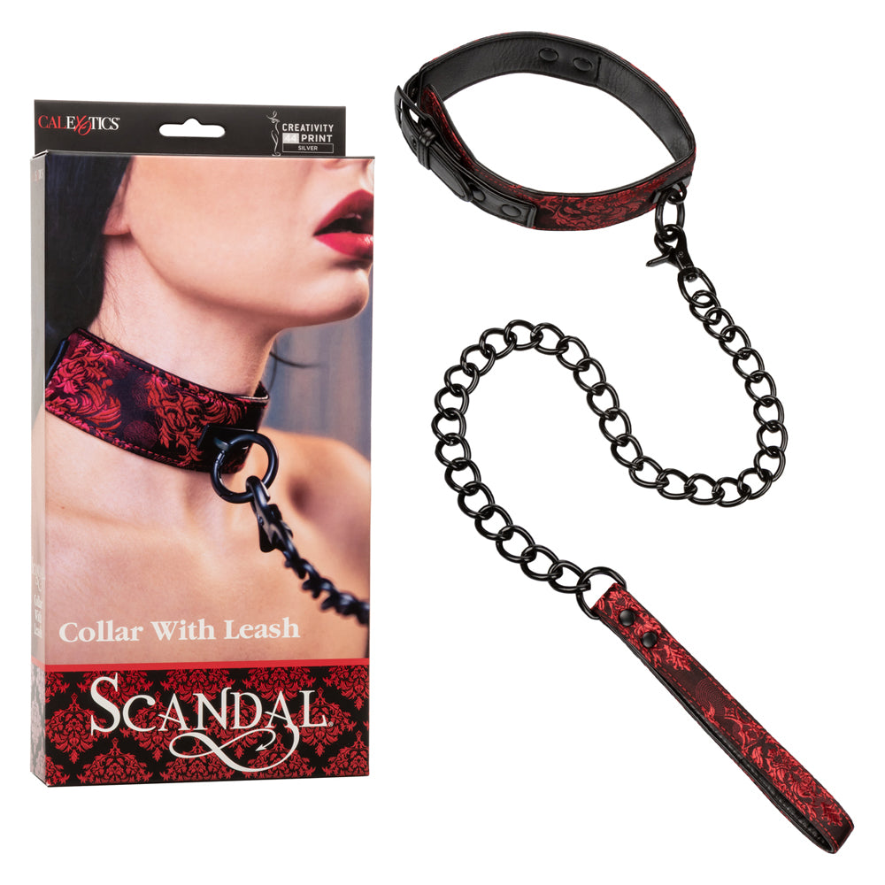 Scandal Collar With Leash Red | 716770077042 | Discreet Personal Wellness