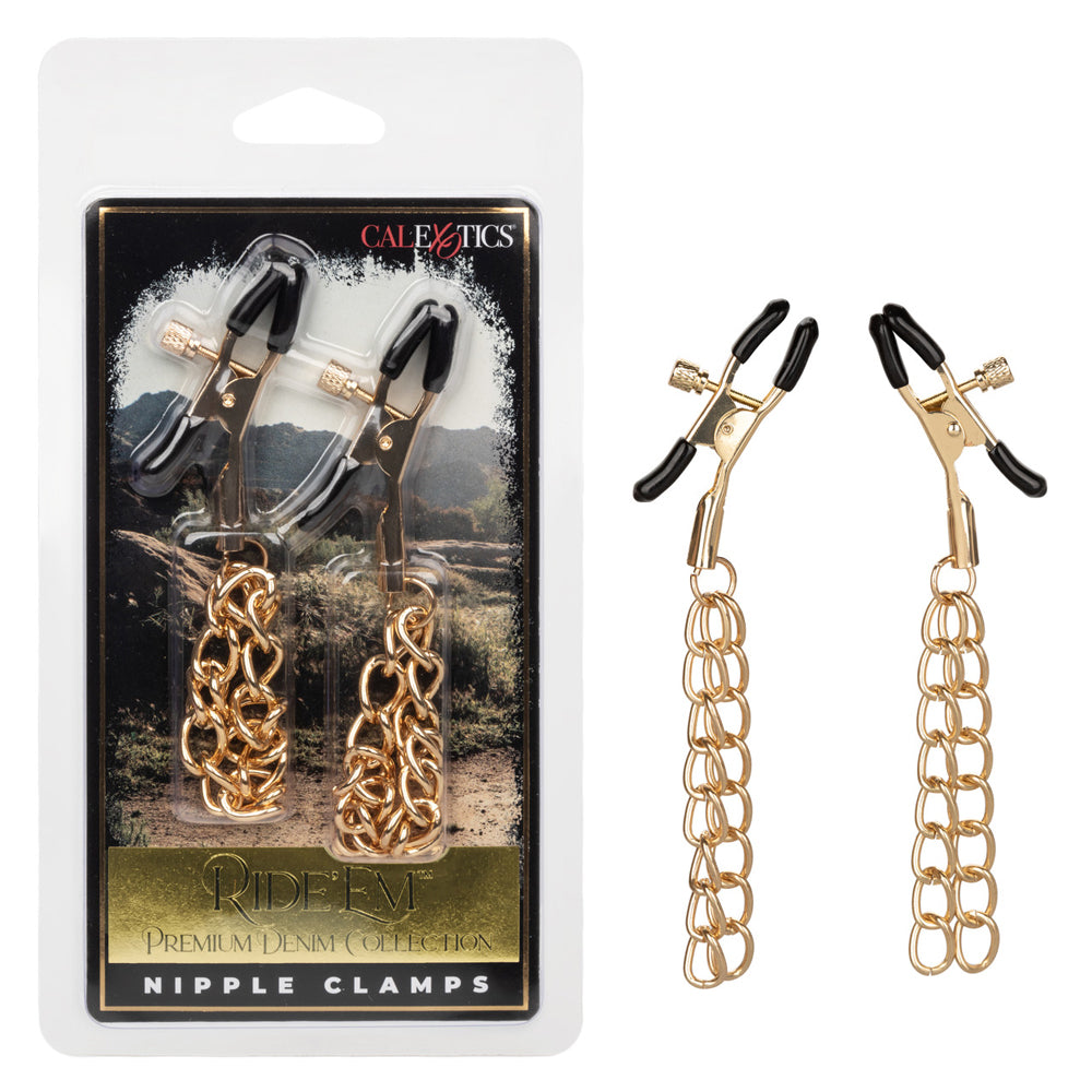 Ride 'Em Premium Denim Collection Nipple Clamps | 716770105479 | Discreet Personal Wellness