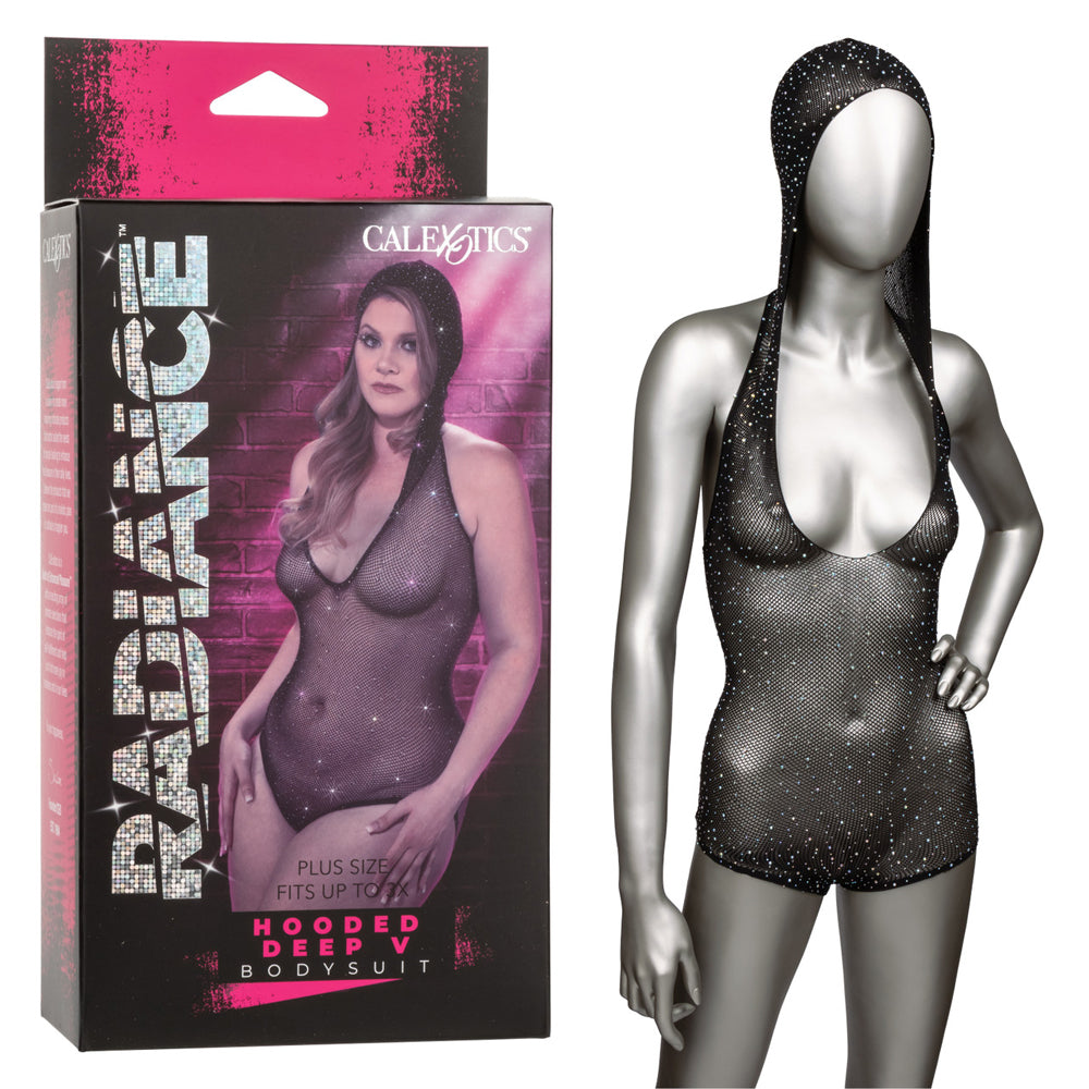 Radiance Plus Size Hooded Deep V Bodysuit | 716770107169 | Discreet Personal Wellness