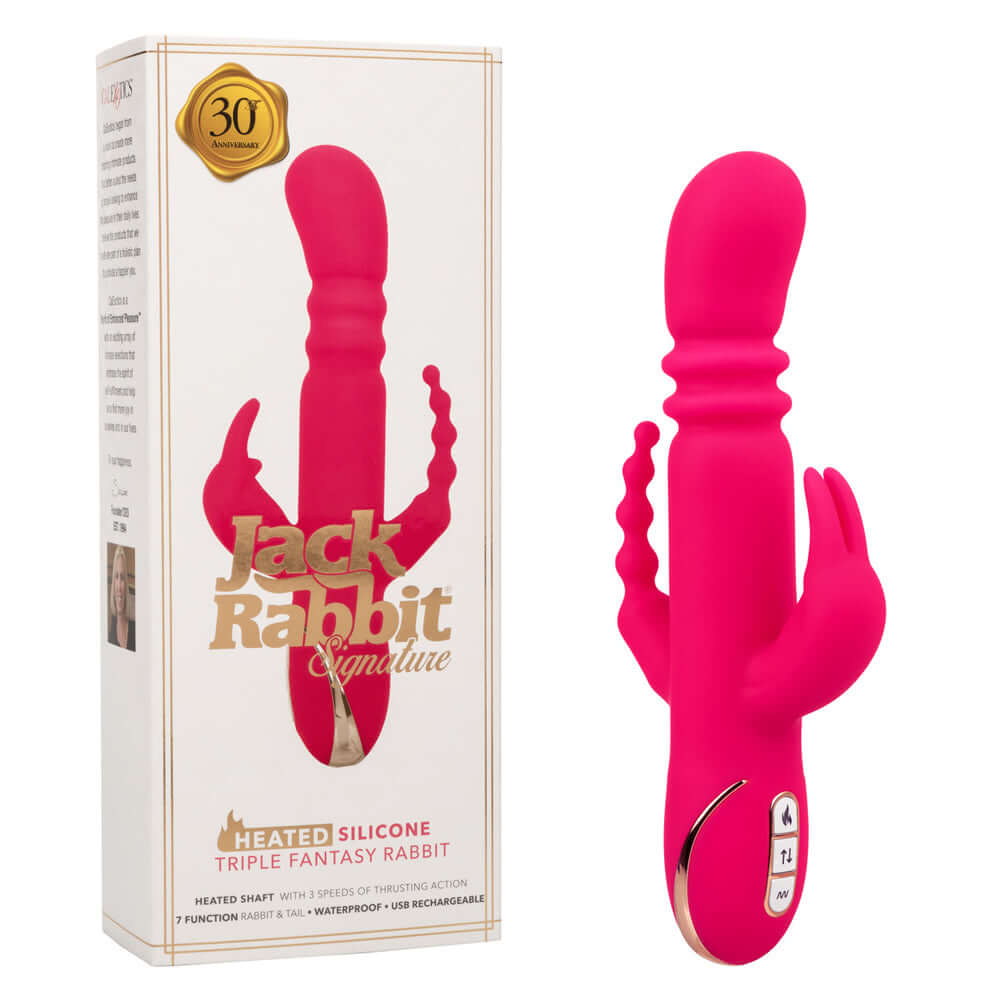 Jack Rabbit Signature Heated Silicone Triple Fantasy Rabbit | 716770108272 | Discreet Personal Wellness
