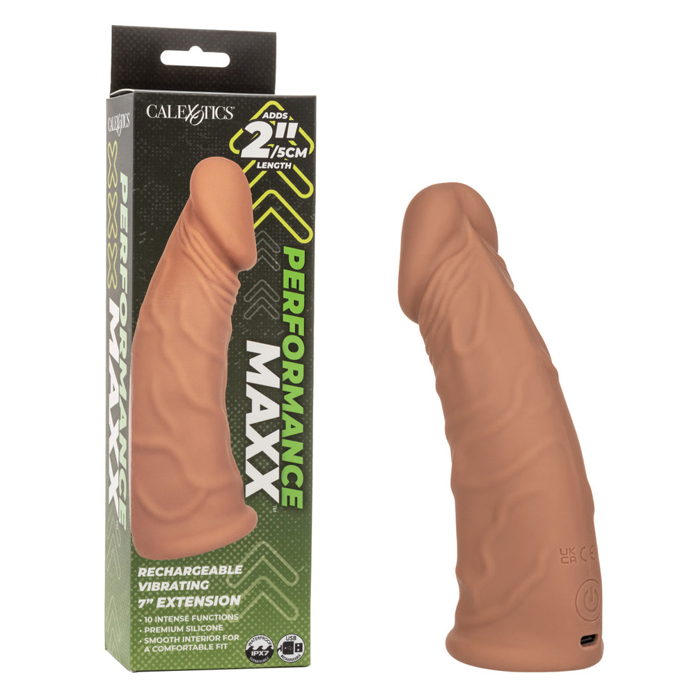 Performance Maxx Rechargeable Vibrating Extension 7" Brown | 716770112682 | Discreet Personal Wellness