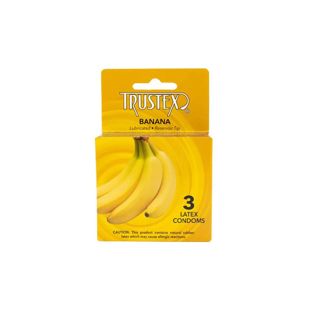 Trustex Banana Flavored Condoms 3 Pk | 726893112407 | Discreet Personal Wellness