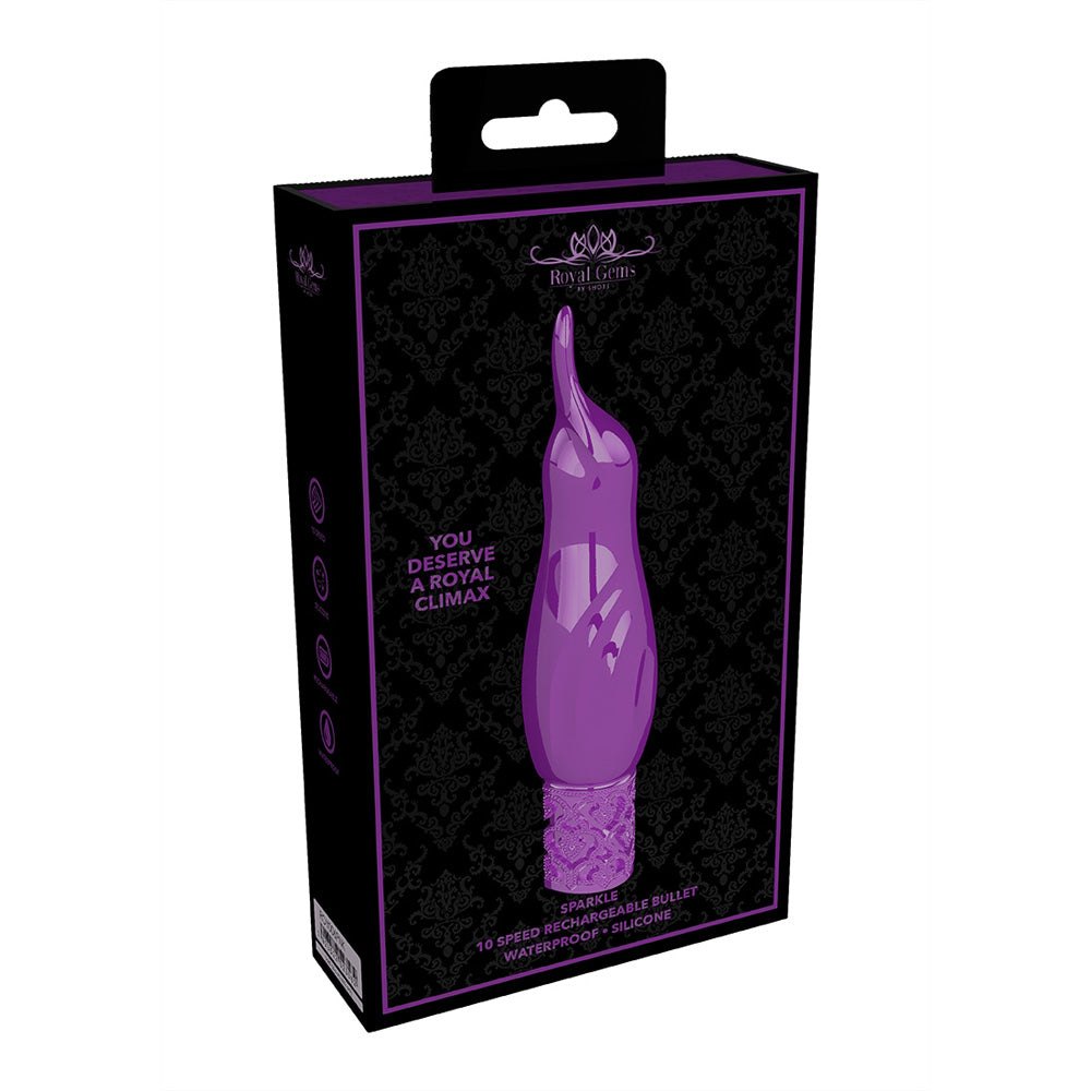 Royal Gems Sparkle Rechargeable Silicone Bullet Purple | 7423522523599 | Discreet Personal Wellness